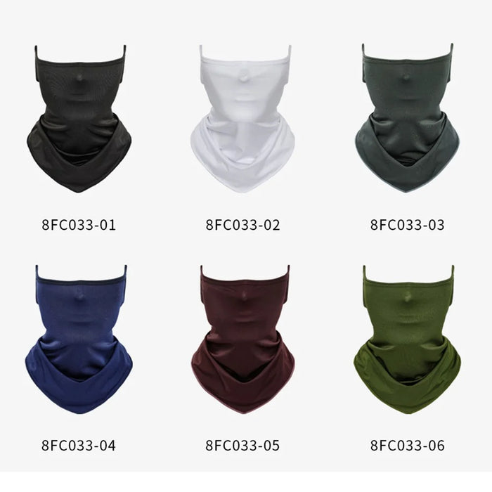 SHINEMEOTH Summer Milk Silk Sun Protection Face Mask with Ear Loop Moisture Wicking Neck Gaiter - Black - 7
