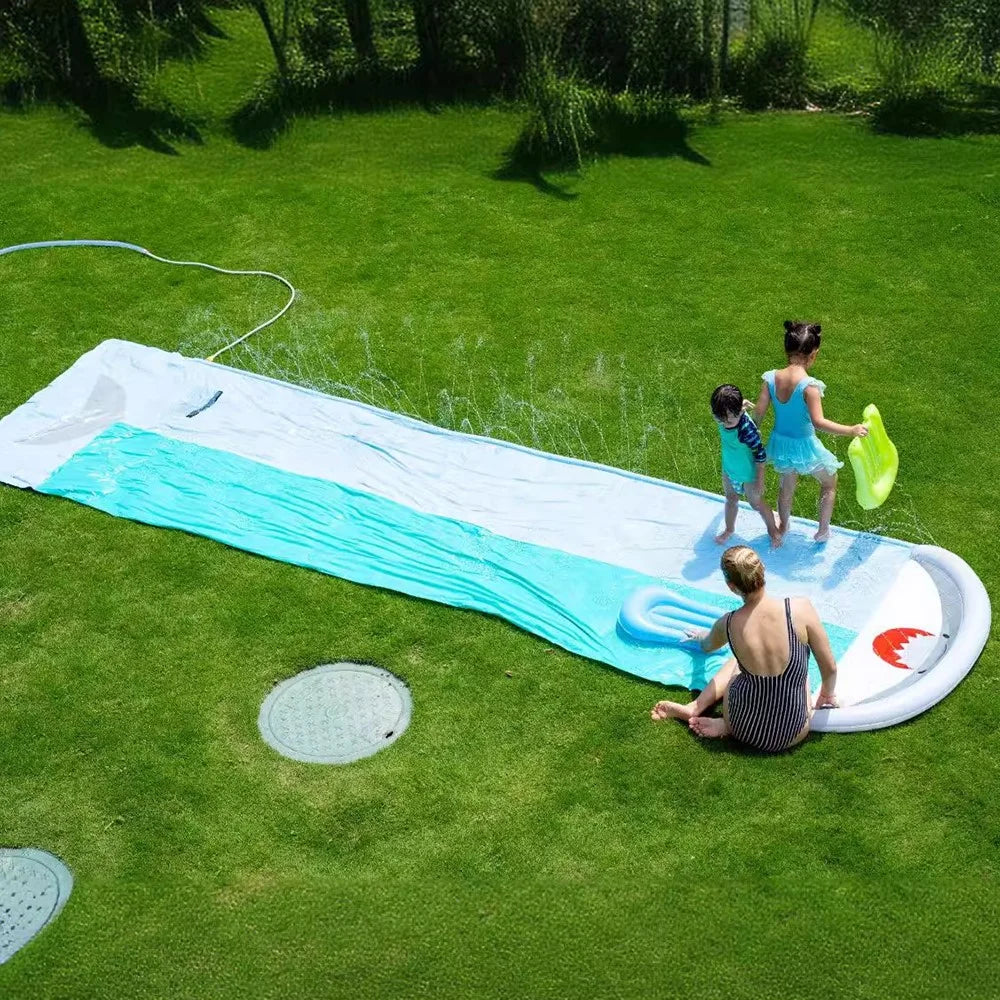 550cm Outdoor Inflatable Water Slide PVC Lawn Slip Interactive Aqua Glide Whale Shaped Waterslide Toy - 2