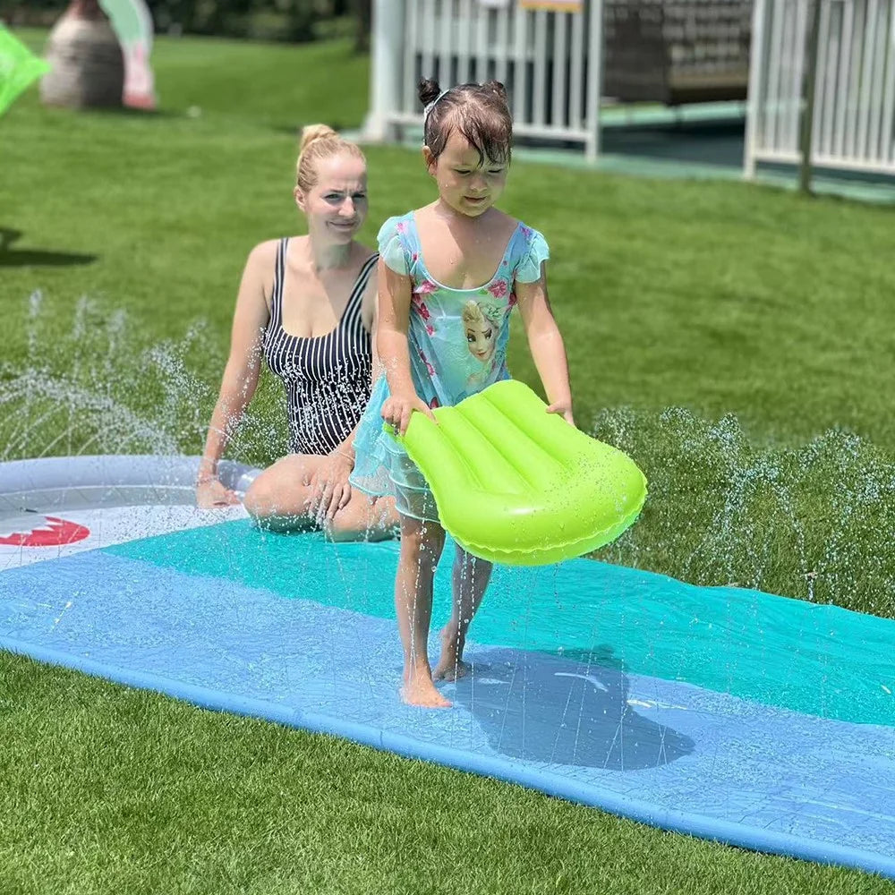 550cm Outdoor Inflatable Water Slide PVC Lawn Slip Interactive Aqua Glide Whale Shaped Waterslide Toy - 5