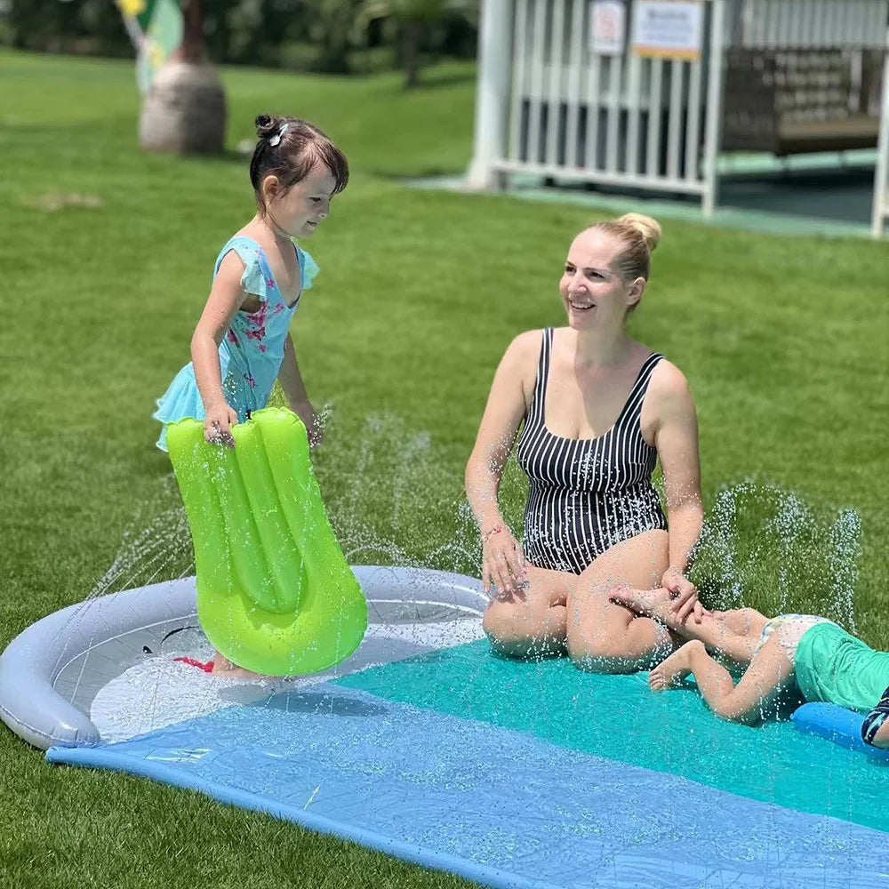 550cm Outdoor Inflatable Water Slide PVC Lawn Slip Interactive Aqua Glide Whale Shaped Waterslide Toy - 6