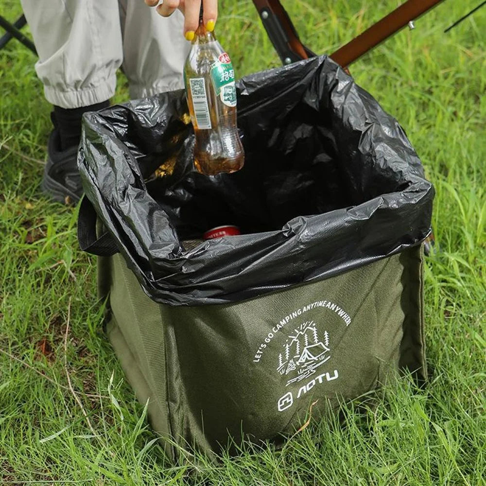 AOTU AT6361 27L Foldable Outdoor Trash Can 600D Oxford Cloth Camping Storage Bag Tactical Organizer - Army Green - 3