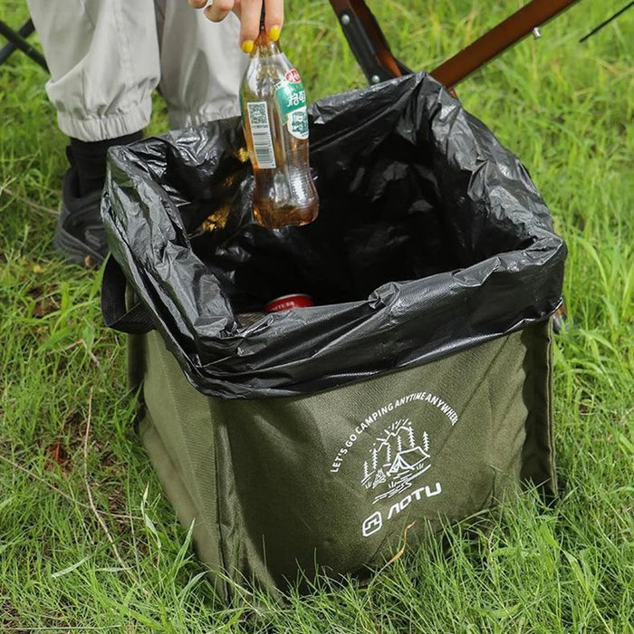 AOTU AT6361 27L Foldable Outdoor Trash Can 600D Oxford Cloth Camping Storage Bag Tactical Organizer - Army Green - 3
