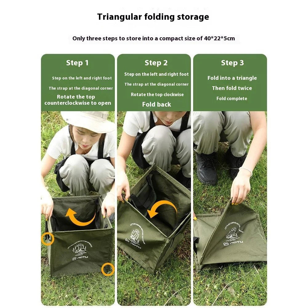 AOTU AT6361 27L Foldable Outdoor Trash Can 600D Oxford Cloth Camping Storage Bag Tactical Organizer - Army Green - 4
