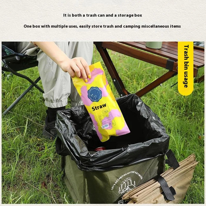 AOTU AT6361 27L Foldable Outdoor Trash Can 600D Oxford Cloth Camping Storage Bag Tactical Organizer - Army Green - 6