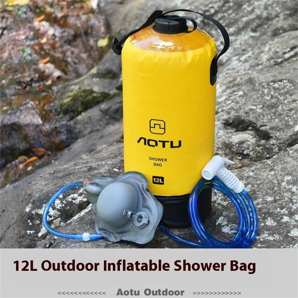 AOTU AT6647 12L PVC Inflatable Outdoor Camping Shower Bag Portable Bathing Bag for Hiking Beach - Yellow - 3