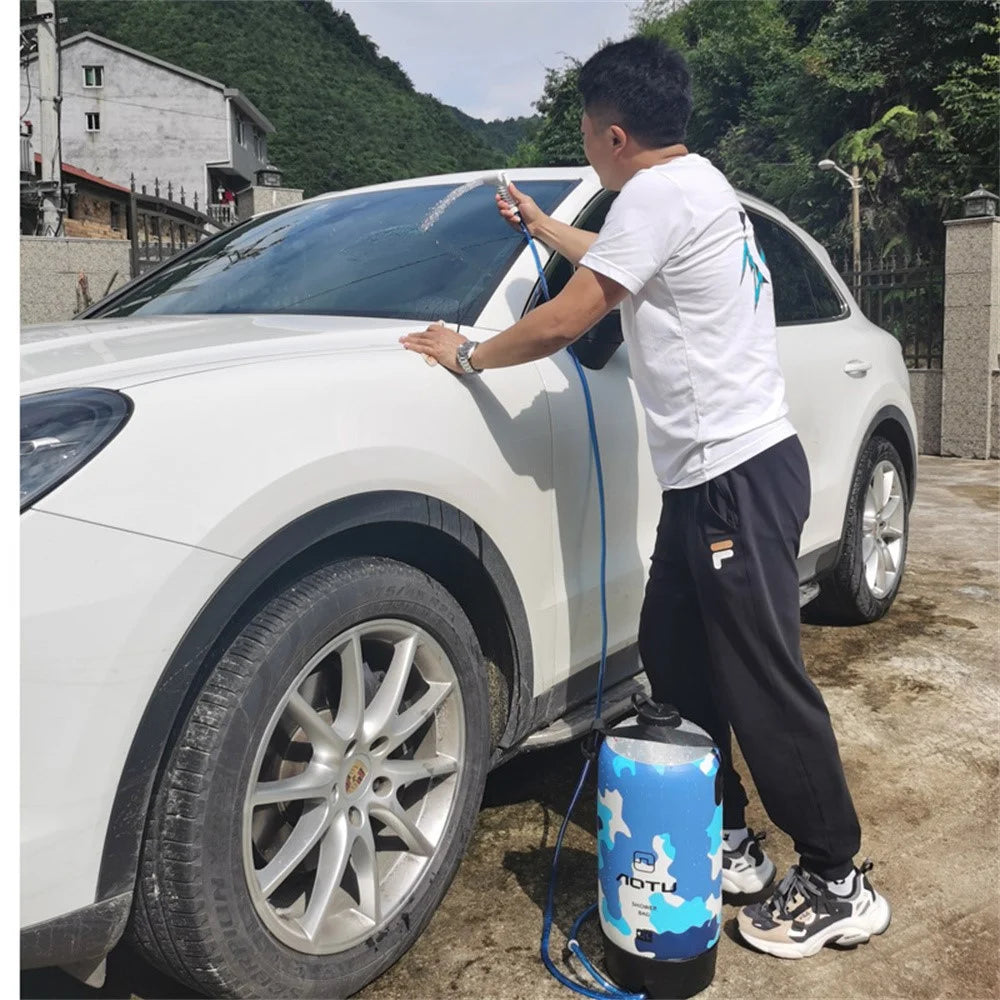 AOTU AT6647 12L PVC Inflatable Outdoor Camping Shower Bag Portable Bathing Bag for Hiking Beach - Yellow - 7