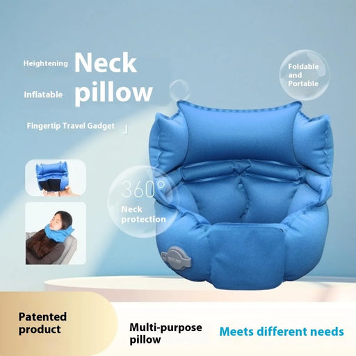 PICTET.FINO PF110A Inflatable Neck Pillow Extended Height Compact Travel Cushion for Home / Outdoor - Blue - 2