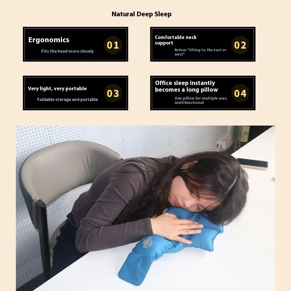PICTET.FINO PF110A Inflatable Neck Pillow Extended Height Compact Travel Cushion for Home / Outdoor - Blue - 4