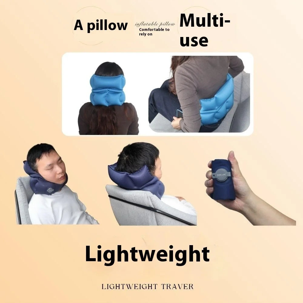 PICTET.FINO PF110A Inflatable Neck Pillow Extended Height Compact Travel Cushion for Home / Outdoor - Blue - 5