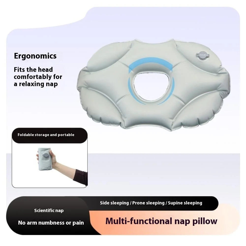 PICTET.FINO PF111A Inflatable Face Down Pillow Breathable Ergonomic Design for Nap / Back Support - Grey - 3