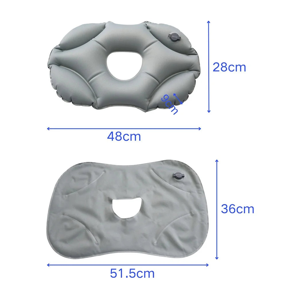 PICTET.FINO PF111A Inflatable Face Down Pillow Breathable Ergonomic Design for Nap / Back Support - Grey - 7
