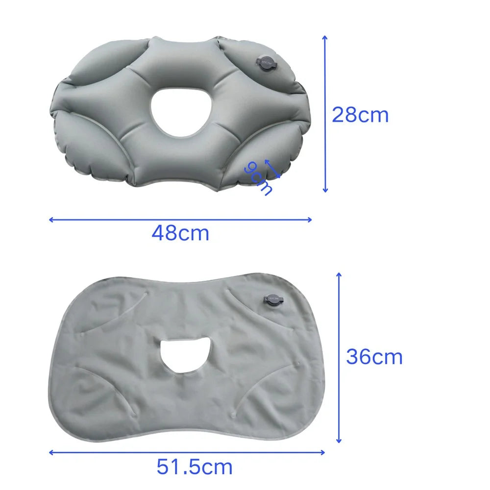 PICTET.FINO PF111B Inflatable Pillow for face Down Sleeping Crystal Velvet Portable Pillow - Grey - 6