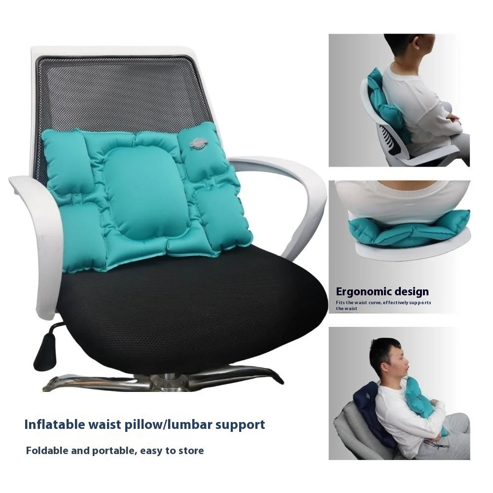 PICTET.FINO PF112A Inflatable Lumbar Pillow Ergonomic Design S-Curve Support for Car / Office Chair - Lake Blue - 3