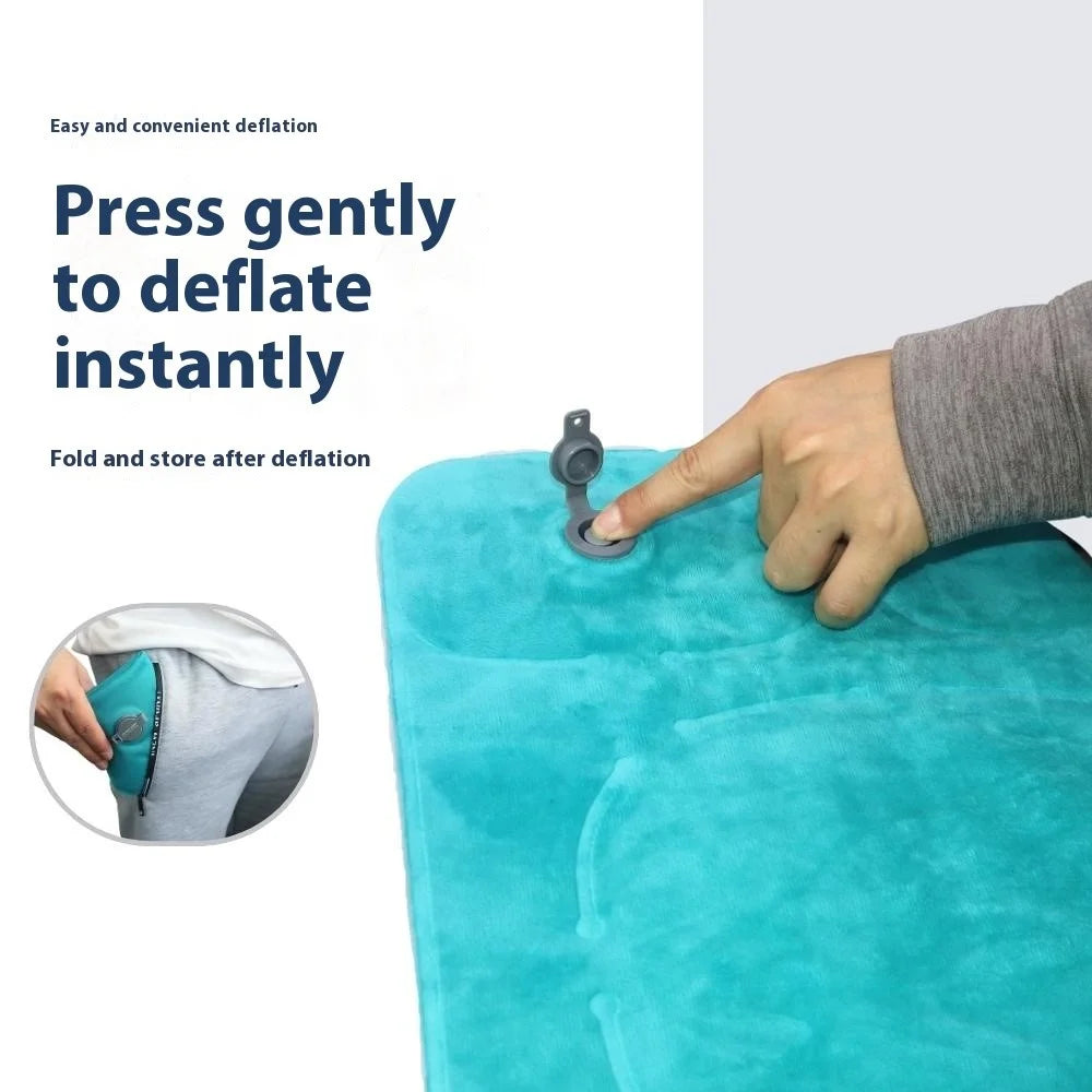 PICTET.FINO PF112B Inflatable Lumbar Pillow Ergonomic Design Crystal Velvet S-Curve Support for Car / Office Chair - Lake Blue - 5