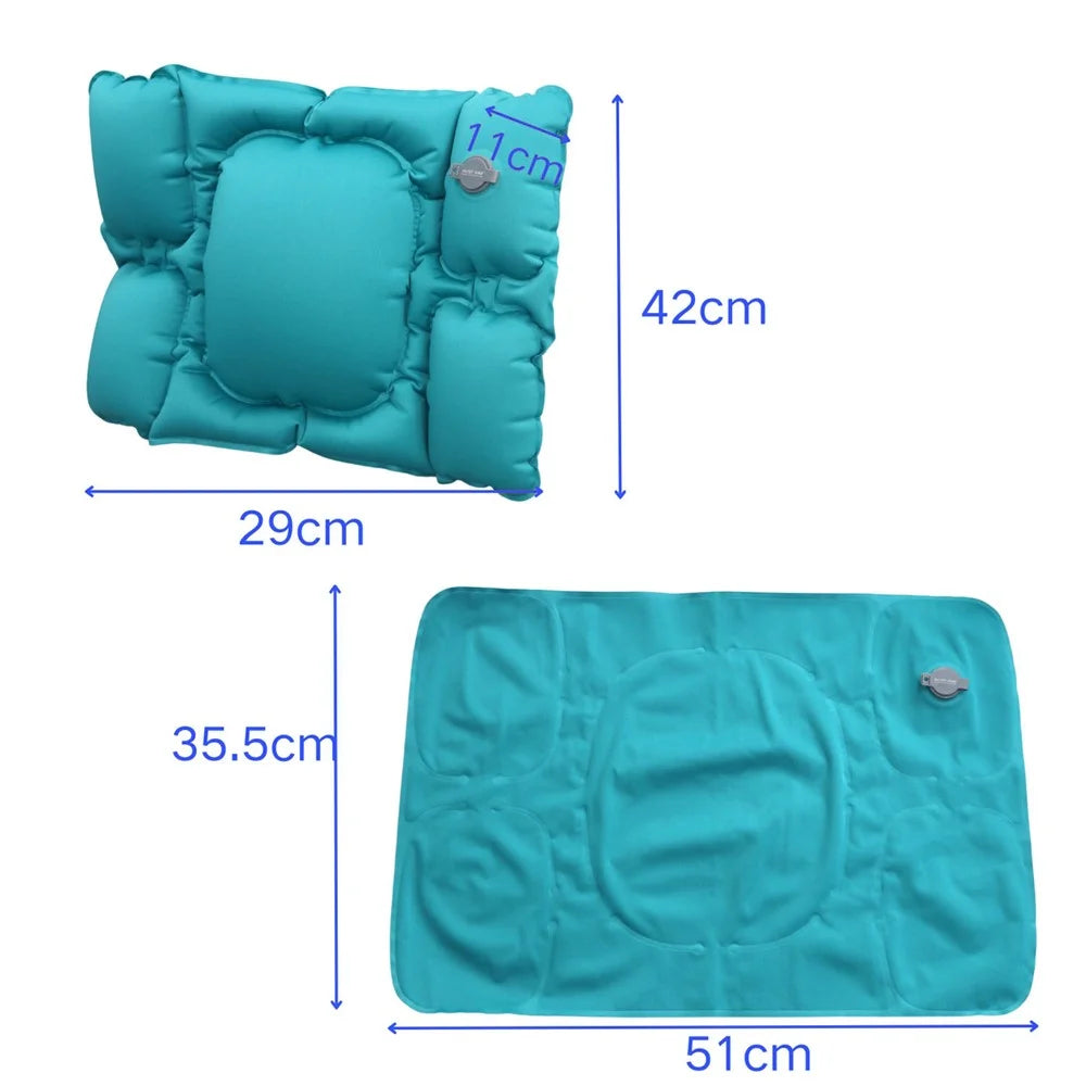 PICTET.FINO PF112B Inflatable Lumbar Pillow Ergonomic Design Crystal Velvet S-Curve Support for Car / Office Chair - Lake Blue - 6