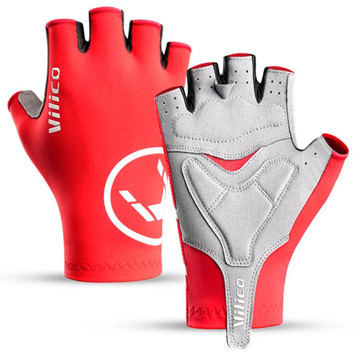 VILICO A0075 1 Pair Cycling Gloves Road Bike Half Finger Summer Breathable Shock Absorbing Gloves - Red / S - 1