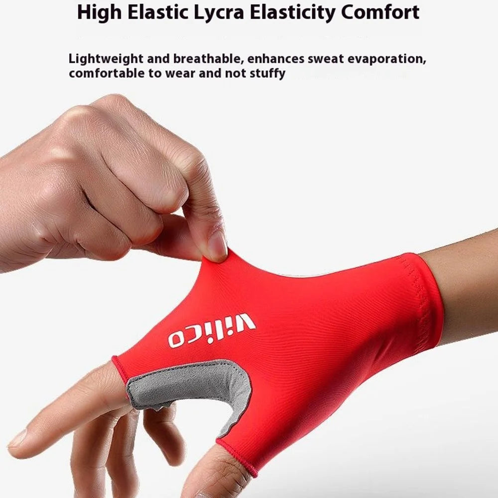 VILICO A0075 1 Pair Cycling Gloves Road Bike Half Finger Summer Breathable Shock Absorbing Gloves - Red / S - 2