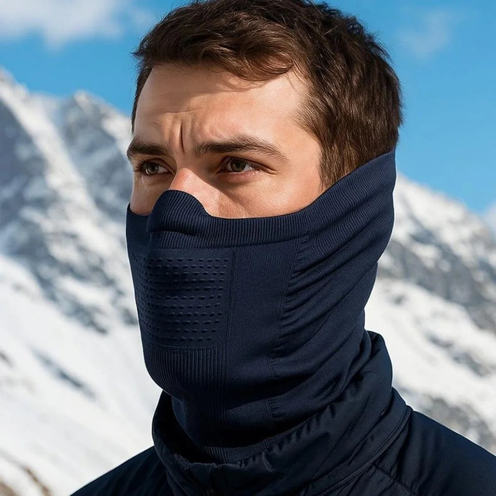 Ski Face Mask Winter Neck Gaiter Elastic Seamless Breathable Cycling Scarf for Outdoor Sports - Navy Blue - 2