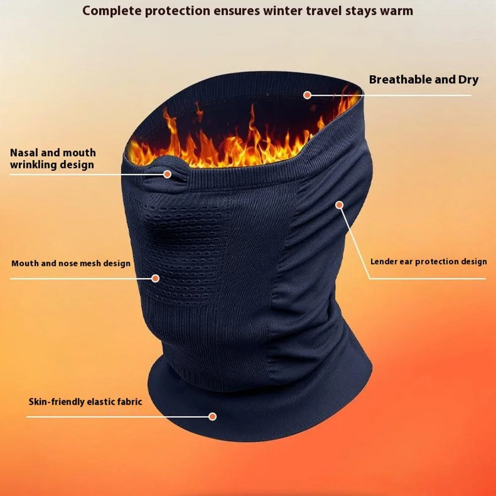 Ski Face Mask Winter Neck Gaiter Elastic Seamless Breathable Cycling Scarf for Outdoor Sports - Navy Blue - 3