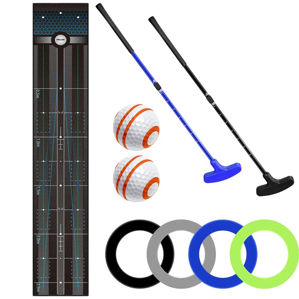 PM003 Golf Putting Mat Set Indoor Outdoor Training Aid Practice Blanket with Alignment Lines - 1