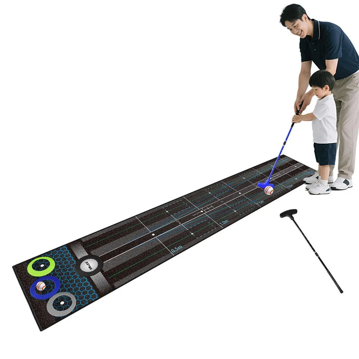 PM003 Golf Putting Mat Set Indoor Outdoor Training Aid Practice Blanket with Alignment Lines - 2