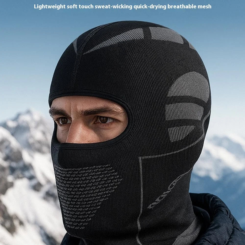 Winter Motorcycle Riding Balaclava High Elastic Nylon Ski Mask Honeycomb Breathable Windproof Neck Gaiter - Black - 2