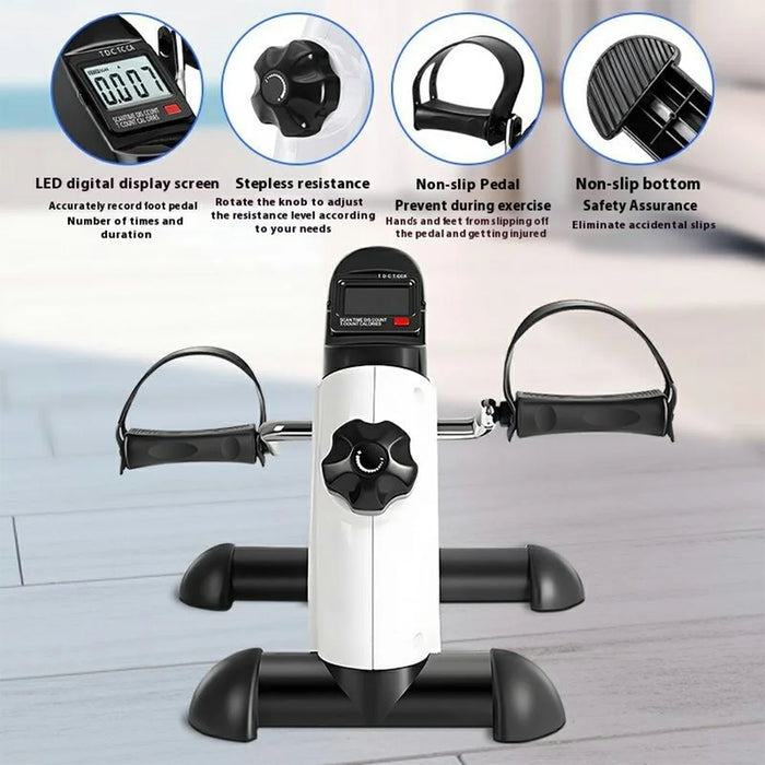 Mini Pedal Exercise Bike with LED Display Under Desk Exercise Equipment Arm and Leg Trainer (No Battery) - 2