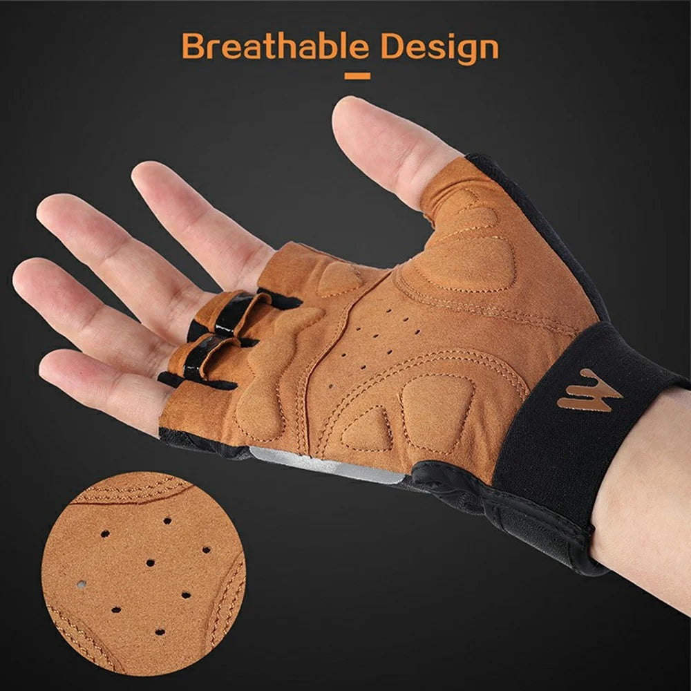 WEST BIKING YP0211196 Half Finger Cycling Gloves for Bike Motorcycle Lycra + PU Leather Shock Absorbing Mittens - Black  /  Yellow / S - 4