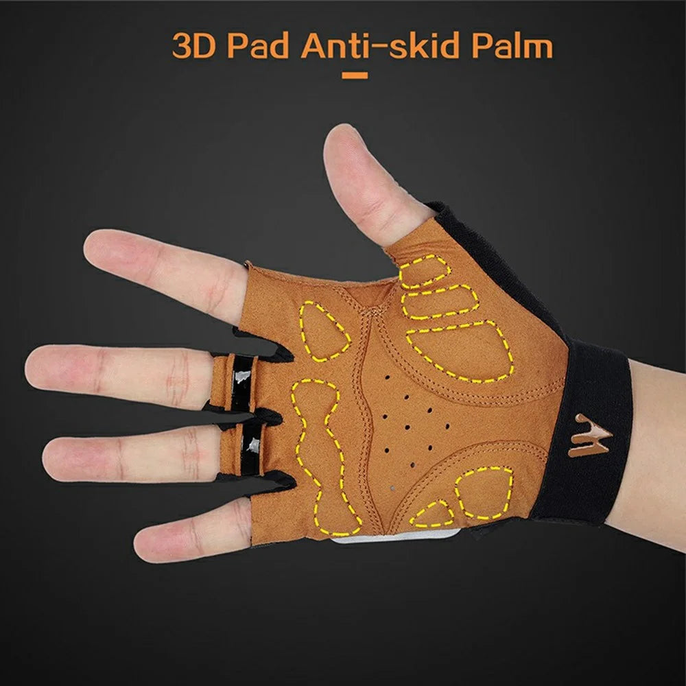 WEST BIKING YP0211196 Half Finger Cycling Gloves for Bike Motorcycle Lycra + PU Leather Shock Absorbing Mittens - Black  /  Yellow / S - 5
