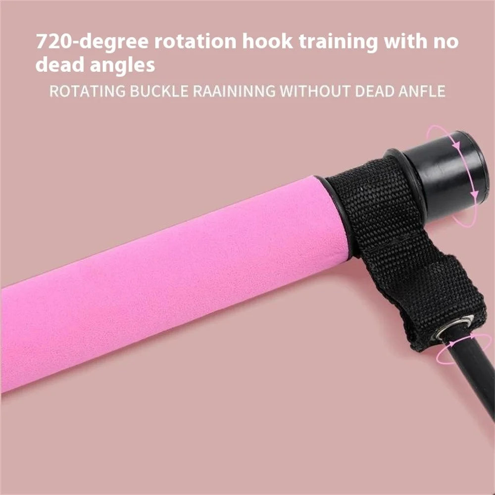 Pilates Bar Resistance Band Multifunctional Fitness Yoga Strength Training Stretching Stick Elastic Rope - Black - 5