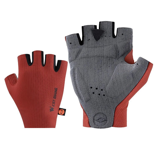 WEST BIKING YP0211267 Shock Absorbing Cycling Gloves Breathable Half Finger Road Bike Mittens - Red / M - 1