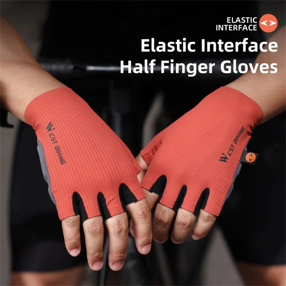 WEST BIKING YP0211267 Shock Absorbing Cycling Gloves Breathable Half Finger Road Bike Mittens - Red / M - 2