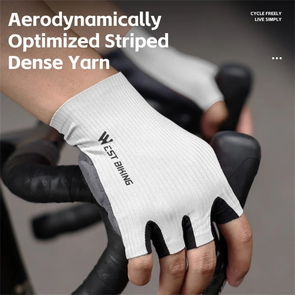 WEST BIKING YP0211267 Shock Absorbing Cycling Gloves Breathable Half Finger Road Bike Mittens - Red / M - 4