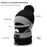 2025D14 Winter Windproof Knit Beanie Hat Face Mask Neck Warmer 3-Piece Set - Black+Grey - 2