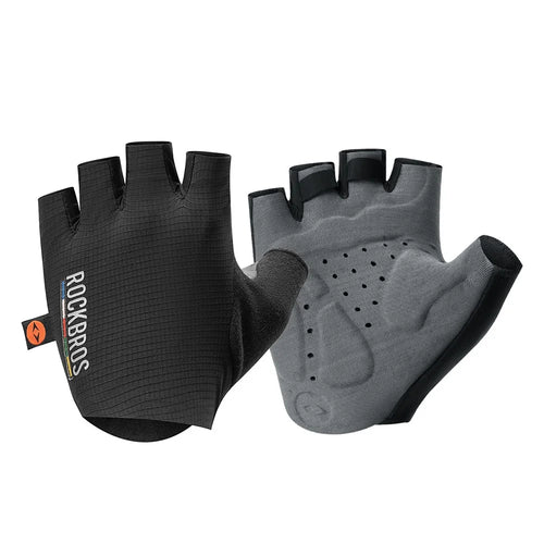 ROCKBROS 1 Pair Road Mountain Bike Cycling Gloves Half Finger Shock Absorbing Palm Pad Sports Gloves - Black S - 1