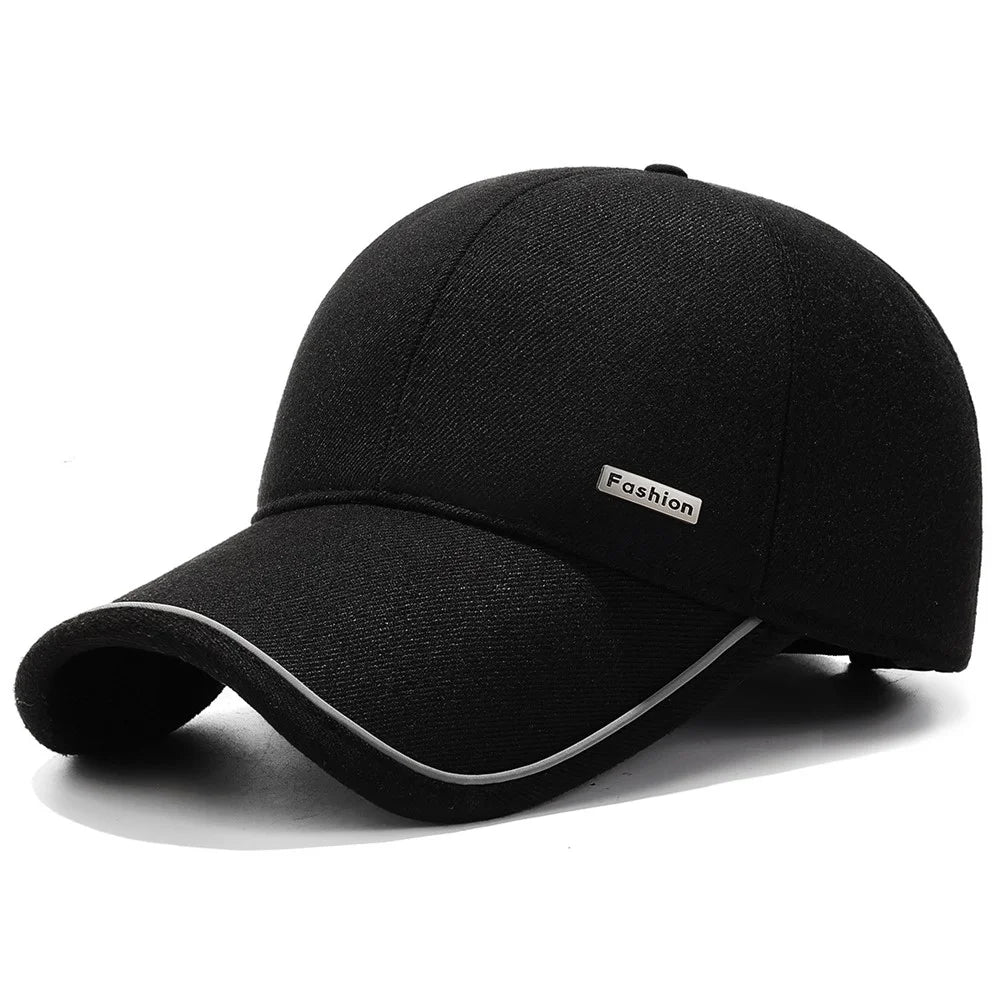 2025d20 Baseball Cap Middle-Aged Elderly Men Winter Outdoor Windproof Warm Ear Protection Hat - Black - 1