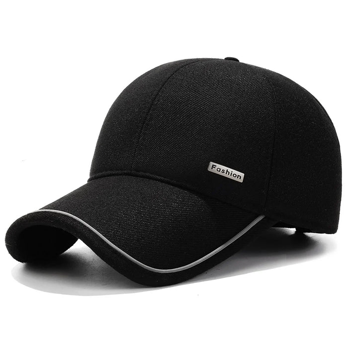 2025d20 Baseball Cap Middle-Aged Elderly Men Winter Outdoor Windproof Warm Ear Protection Hat - Black - 1