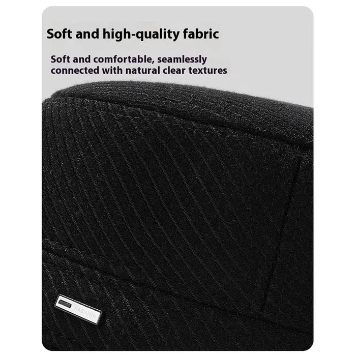 2025d19 Men Winter Outdoor Hat Warm Fleece Lined Earflap Cap Adjustable Flat Top Hat - Black - 4