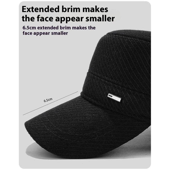 2025d19 Men Winter Outdoor Hat Warm Fleece Lined Earflap Cap Adjustable Flat Top Hat - Black - 5