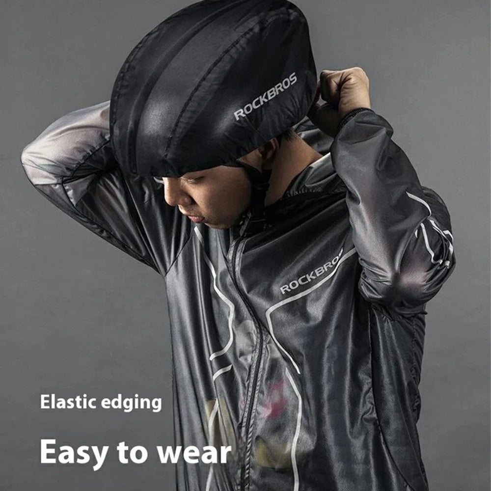 ROCKBROS 20001W Cycling Helmet Rain Cover Road Bike Safety Cap Dustproof Waterproof Cover - Adhesive Bonding Type / Black - 2