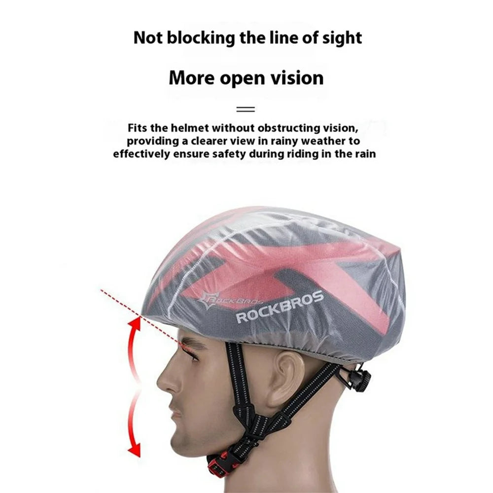ROCKBROS 20001W Cycling Helmet Rain Cover Road Bike Safety Cap Dustproof Waterproof Cover - Adhesive Bonding Type / Black - 7