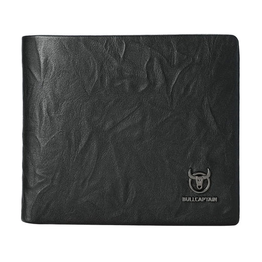BULLCAPTAIN Top Layer Cowhide Leather Men Wallet Business Casual Bifold Card Cash Holder with Keychain - 1