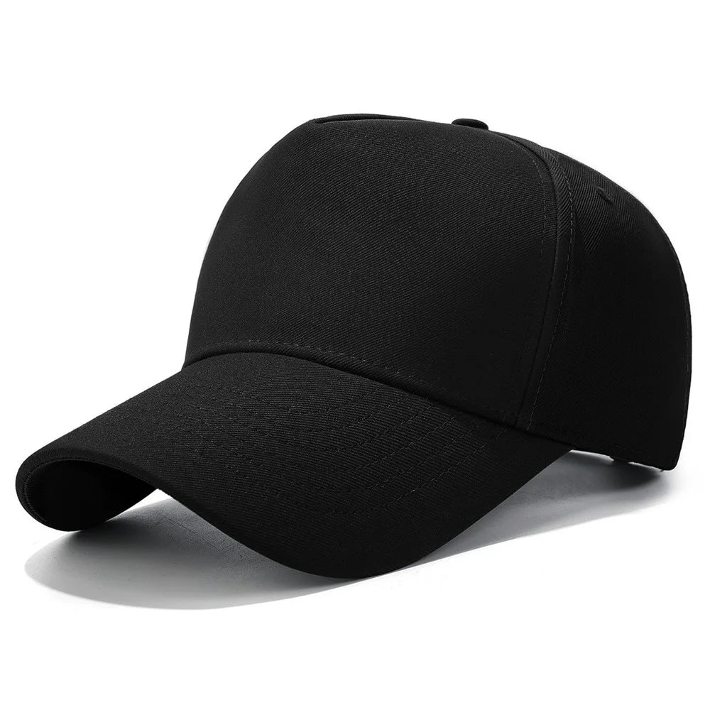 Men Women Baseball Cap Fashion Plain High Crown Sunproof Adjustable Snapback Hat - Black - 1