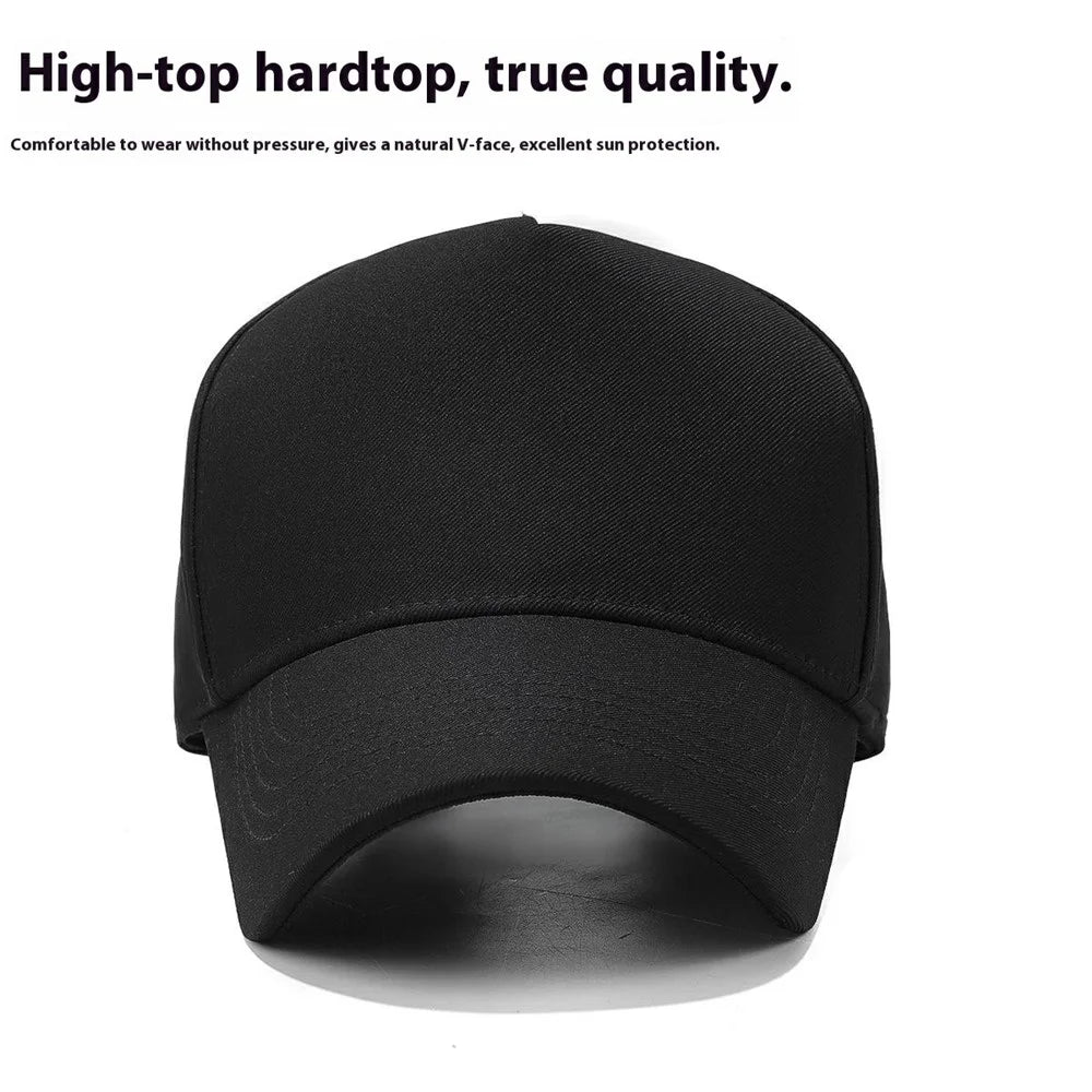 Men Women Baseball Cap Fashion Plain High Crown Sunproof Adjustable Snapback Hat - Black - 4