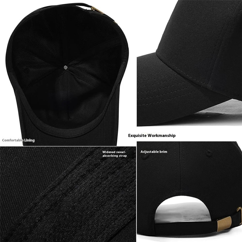 Men Women Baseball Cap Fashion Plain High Crown Sunproof Adjustable Snapback Hat - Black - 5