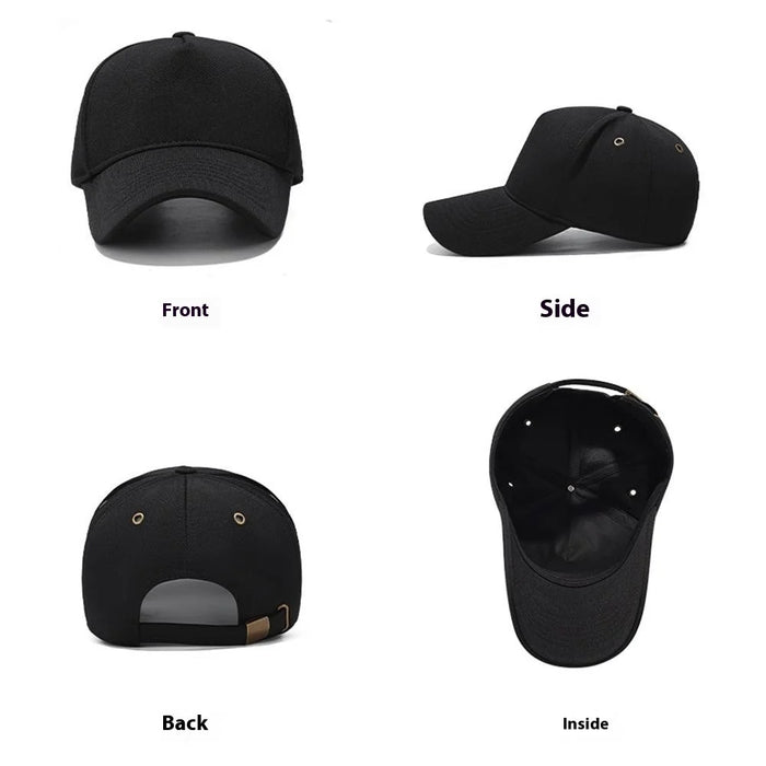 Four Seasons Baseball Cap Men Women High Crown Sun Protection Hat with Copper Ring Vent Holes - Black - 7