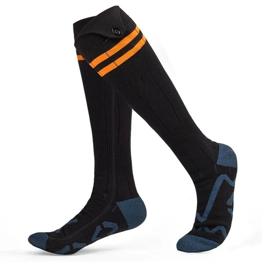 1 Pair Rechargeable Heated Socks 3 Temperature Settings Foot Heating Winter Socks with 2 5000mAh Batteries - Orange - 1