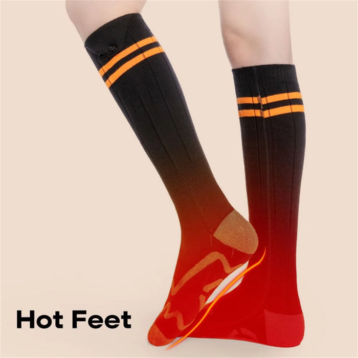 1 Pair Rechargeable Heated Socks 3 Temperature Settings Foot Heating Winter Socks with 2 5000mAh Batteries - Orange - 5