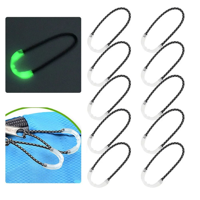 LUCKSTONE SLPJ 10Pcs Camping Luminous Zipper Puller Backpack Zipper Extension Rope Multifunctional Outdoor Tool - 1