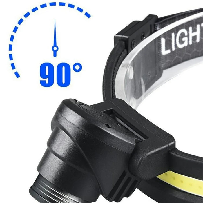 K668 Motion Sensor Headlamp 90 Degree Adjustable Spotlight and Floodlight Zoomable COB Flashlight Camping Head Light - 7